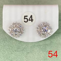 Bông tai bạc số 54, đá CZ Moissanite 4 mm, bạc ý xi kim