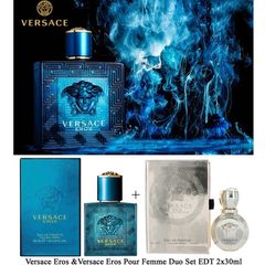 Set 2 chai nước hoa nam Versace Eros  & nước hoa nữ Versace Eros Pour Femme 30ml