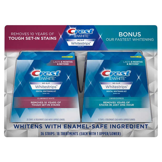 Crest 3DWhite No Slip Whitestrips Dental Whitening Kit 36 miếng dán Răng của Mỹ