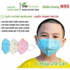 Khẩu trang y tế 4 lớp trẻ em N95-SHBMASK Không Van Kid hộp 20 cái