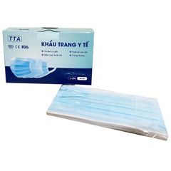 Khẩu trang y tế kháng khuẩn 4 lớp TTA quai thun đeo lâu không đau tai - Hộp 50 cái