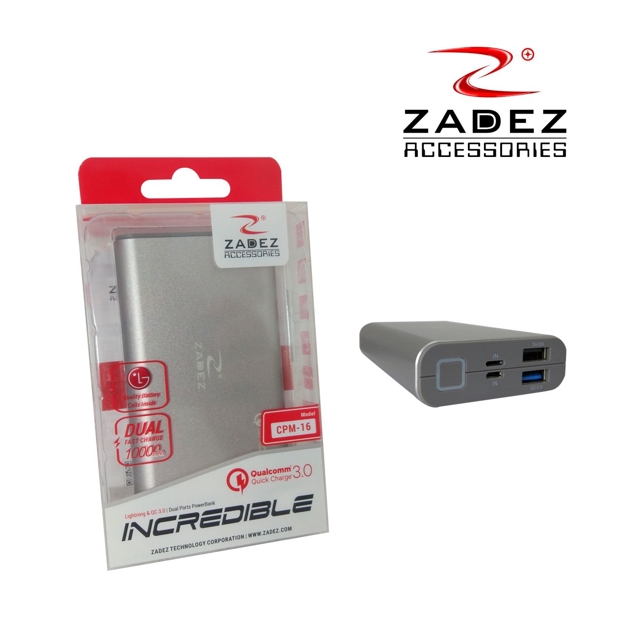 Pin sạc dự phòng QC 3.0 ZADEZ CPM-16