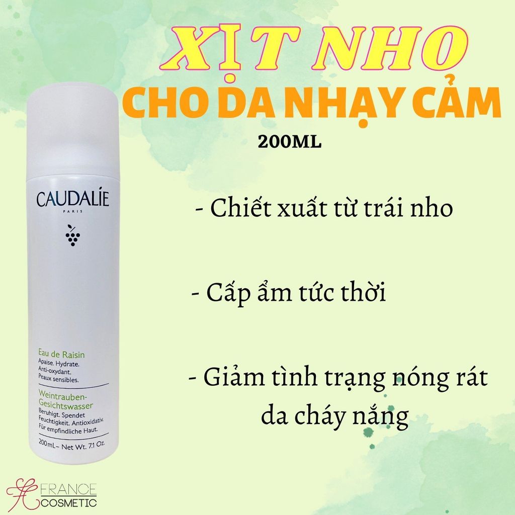 CAUDALIE XỊT NHO CẤP ẨM CHỐNG OXY HÓA DA NHẠY CẢM 200ML