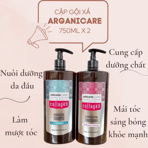 ARGANICARE SET GỘI XẢ CHỨA COLLAGEN 750MLX2