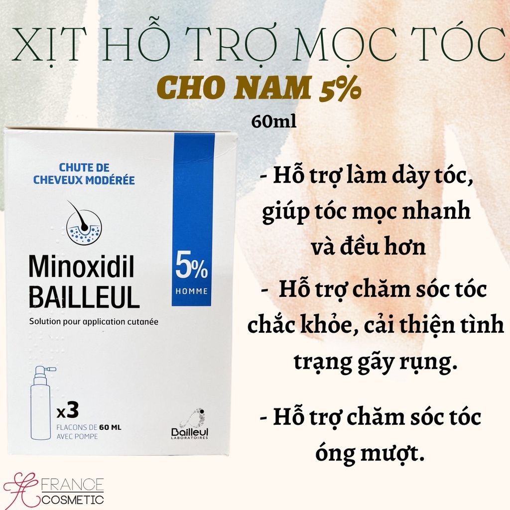 MINOXIDIL BAILLUEL 5% XỊT MỌC TÓC CHO NAM