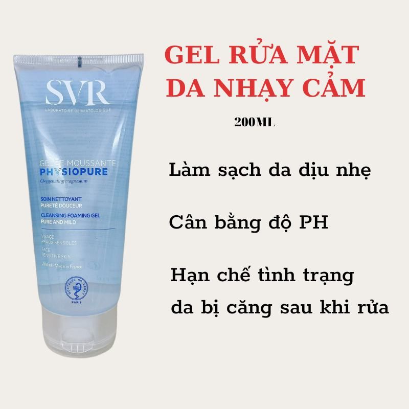 SVR GEL RỬA MẶT DA NHẠY CẢM PHYSIOPURE 200ML