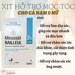 MINOXIDIL BAILLEUL 2% XỊT MỌC TÓC CHO NAM,NỮ 3X60ML