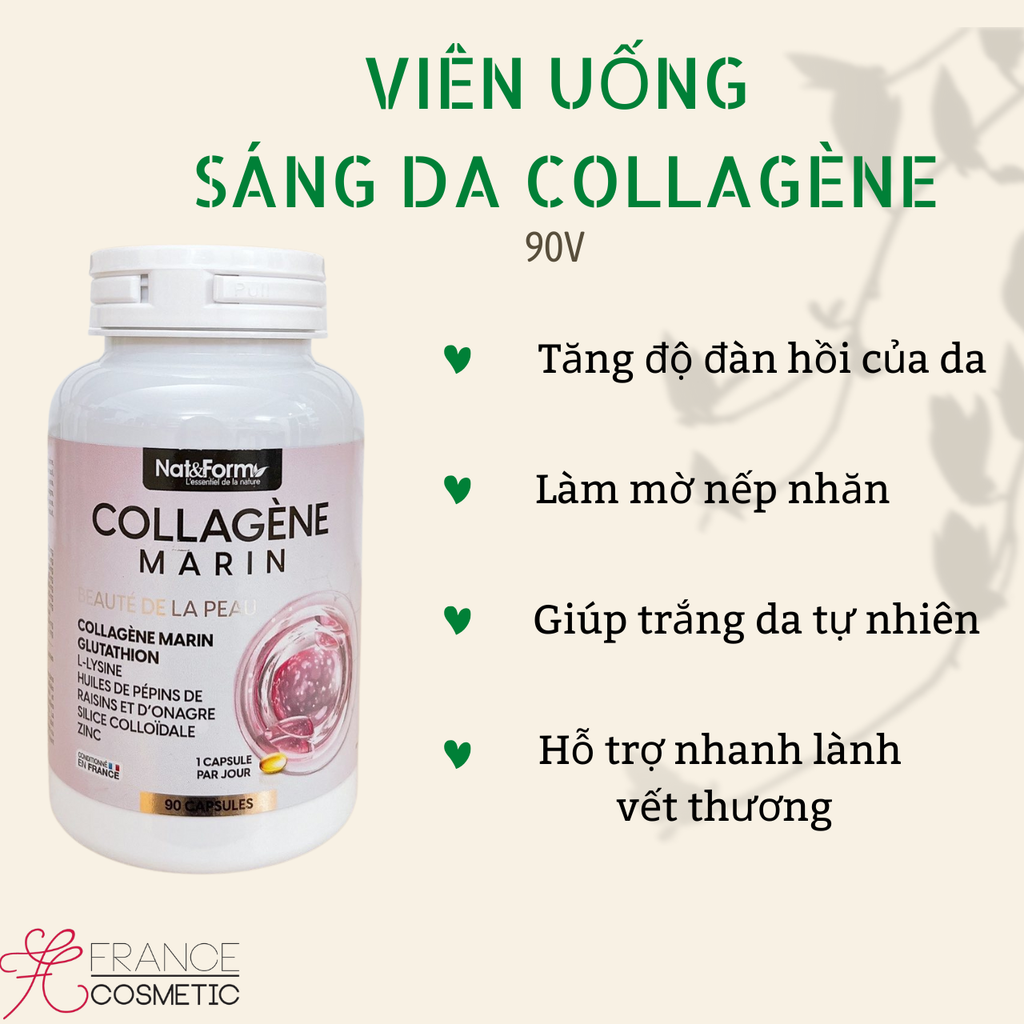 NAT & FORM COLLAGEN MARIN LÀM ĐẸP VÀ SÁNG DA 90 VIÊN