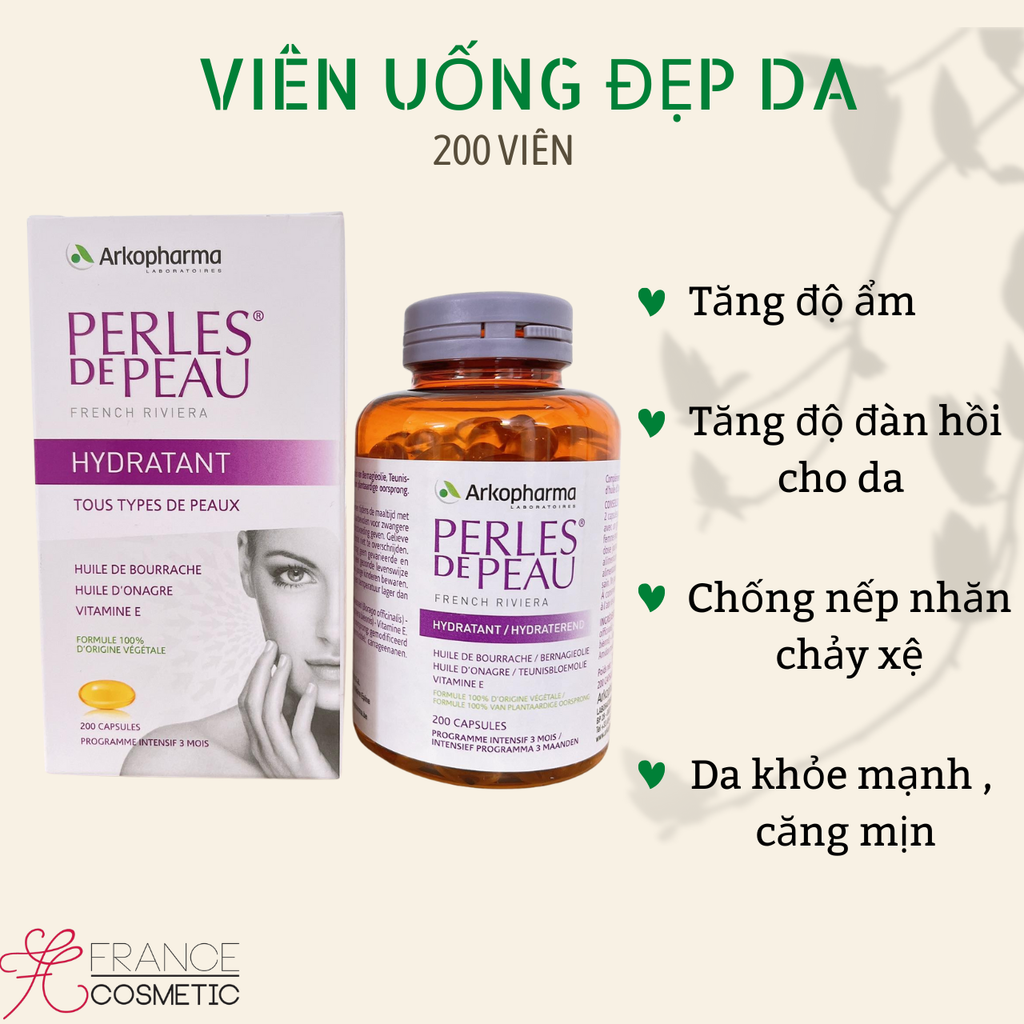 ARKOPHARMA VIÊN UỐNG ĐẸP DA PERLES DE PEAU 200 Viên