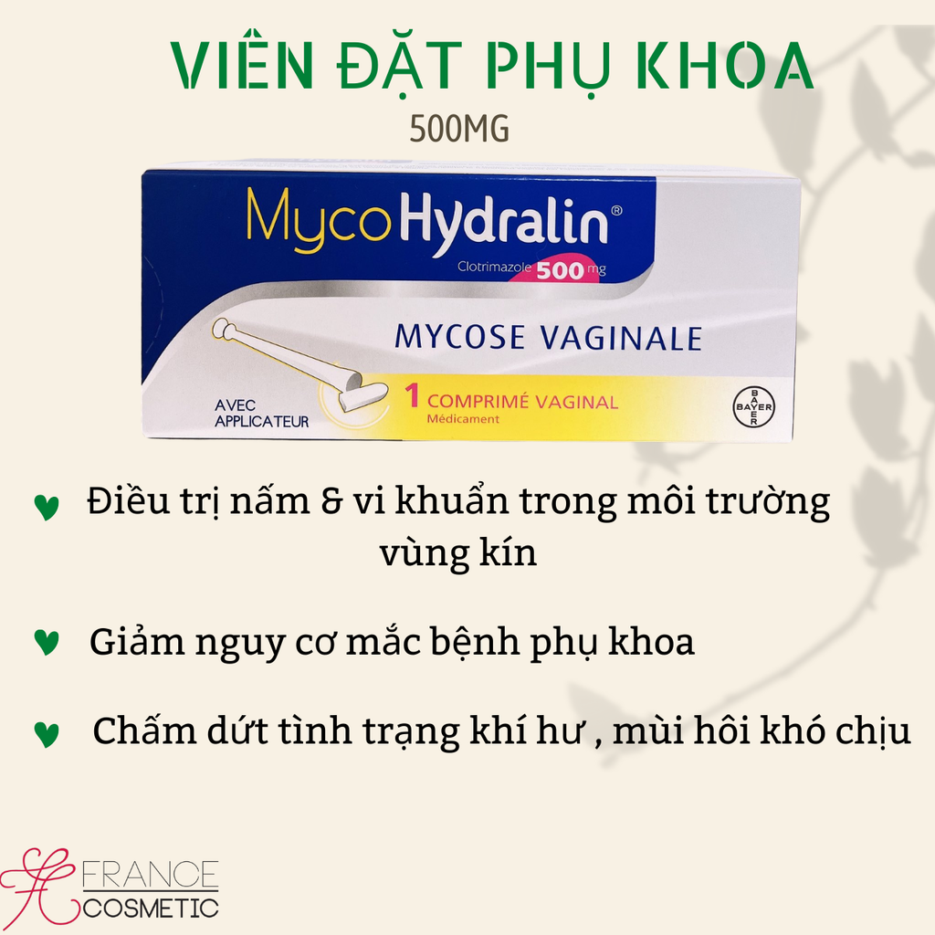 MYCO HYDRALIN VIÊN ĐẶT PHỤ KHOA 500MG