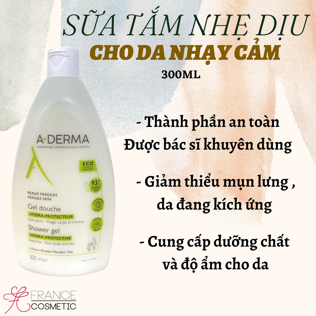 ADERMA TẮM GỘI DƯỠNG ẨM CHO DA YẾU 500ML