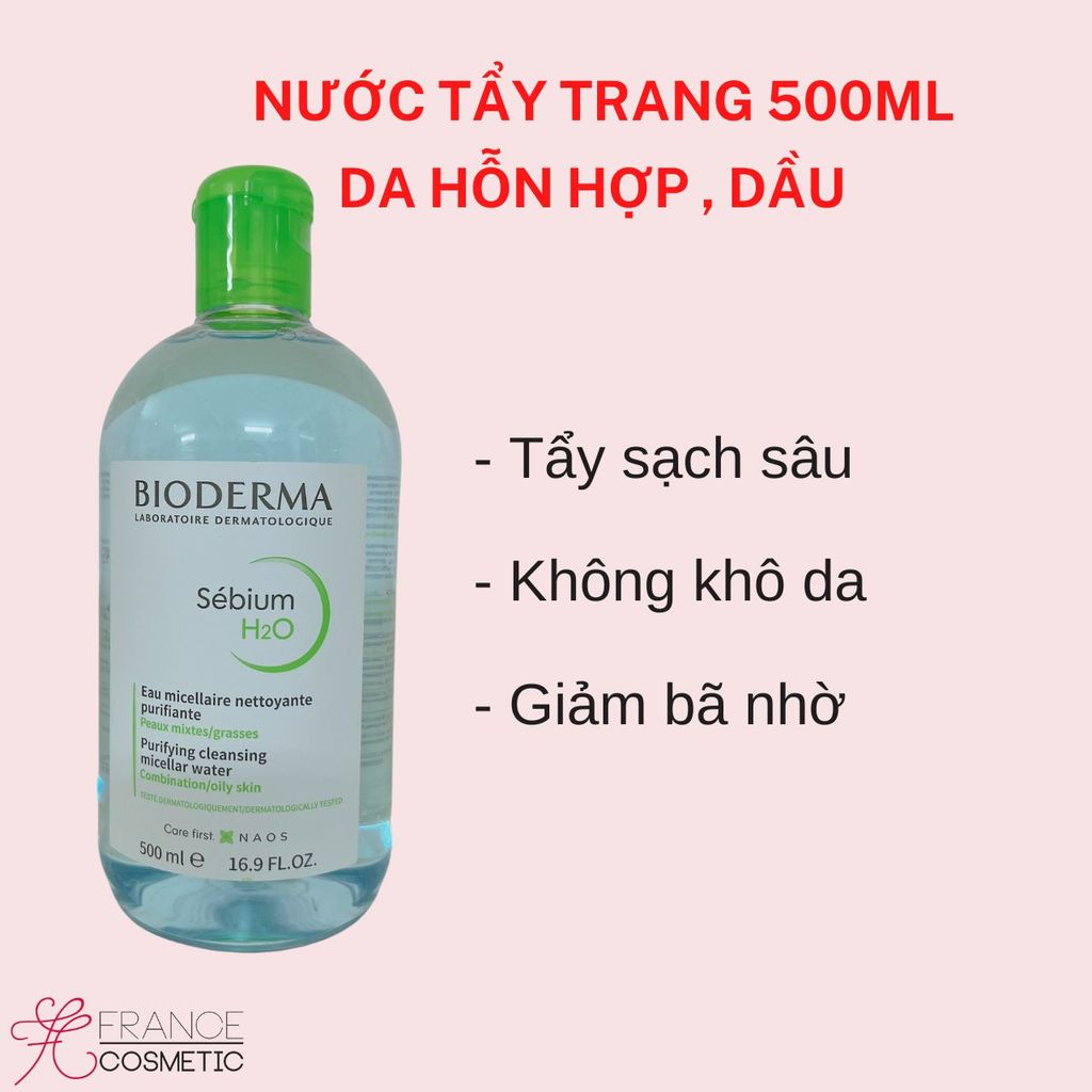 BIODERMA TẨY TRANG DA HỖN HỢP / DẦU SEBIUM 500ML