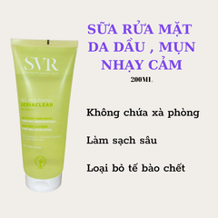 SVR SEBIACLEAR SỮA RỬA MẶT CHO DA DẦU, MỤN 200ML