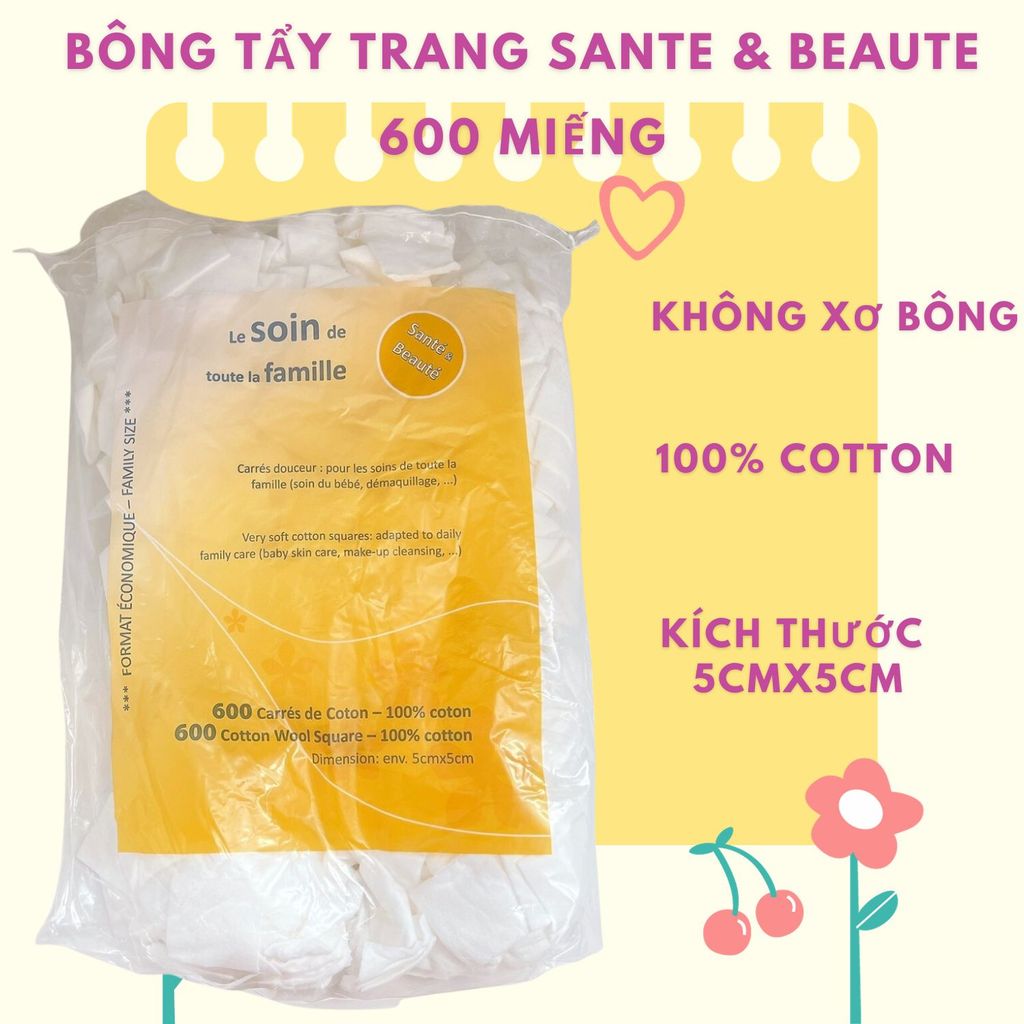 SANTE & BEAUTE BÔNG TẨY TRANG 600 MIẾNG