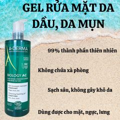 ADERMA GEL RỬA MẶT CHO DA DẦU, MỤN BIOLOGY AC 400ML