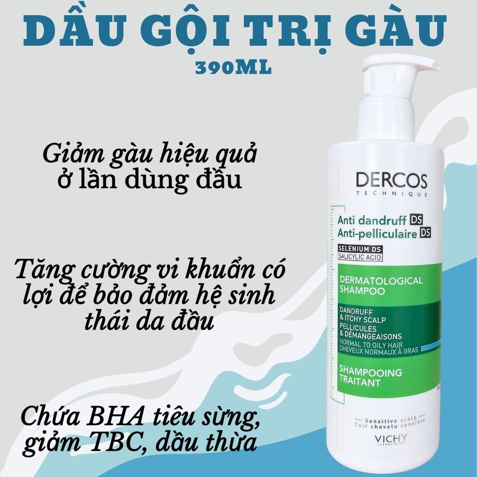 VICHY DẦU GỘI TRỊ GÀU CHO TÓC THƯỜNG- DẦU DERCOS 390ML