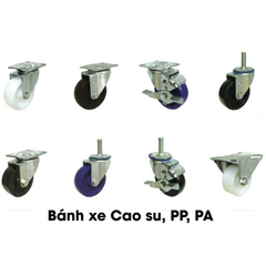 Bánh xe Cao su, PP, PA (chịu tải 50-80kg)