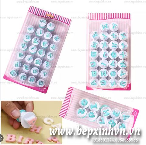 Bộ khuôn nhấn fondant 26 chữ số nhựa