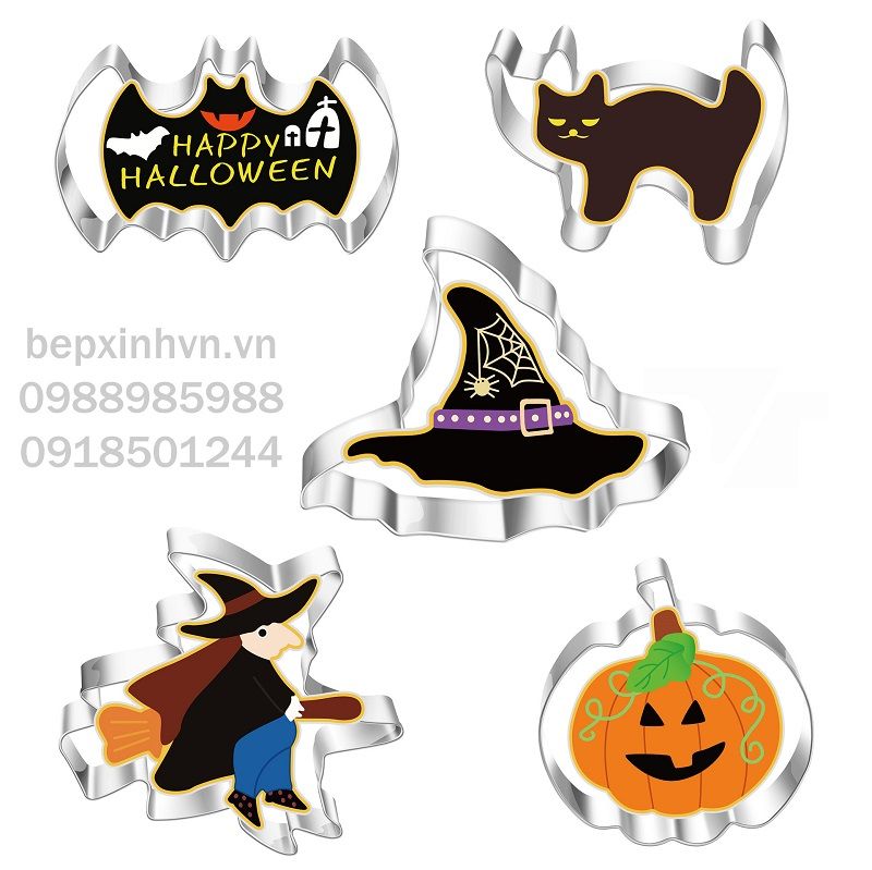 Bộ khuôn nhấn bánh quy Halloween 5 món