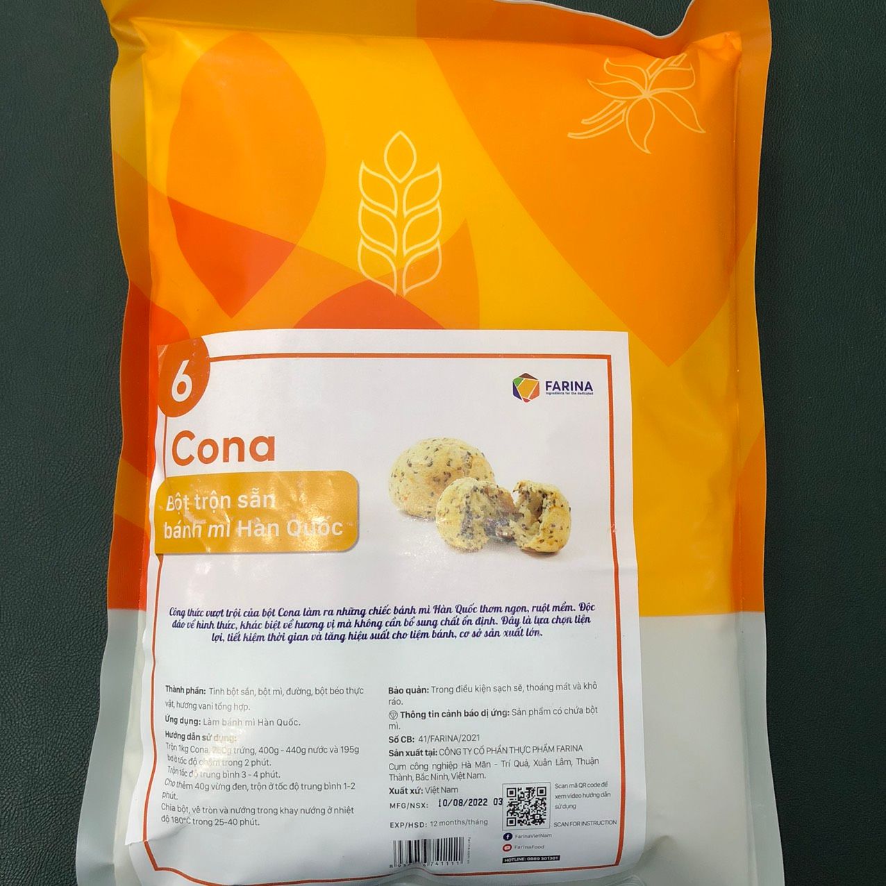 Bột trộn sẵn bánh mỳ Hàn Quốc  Farina Cona 1kg