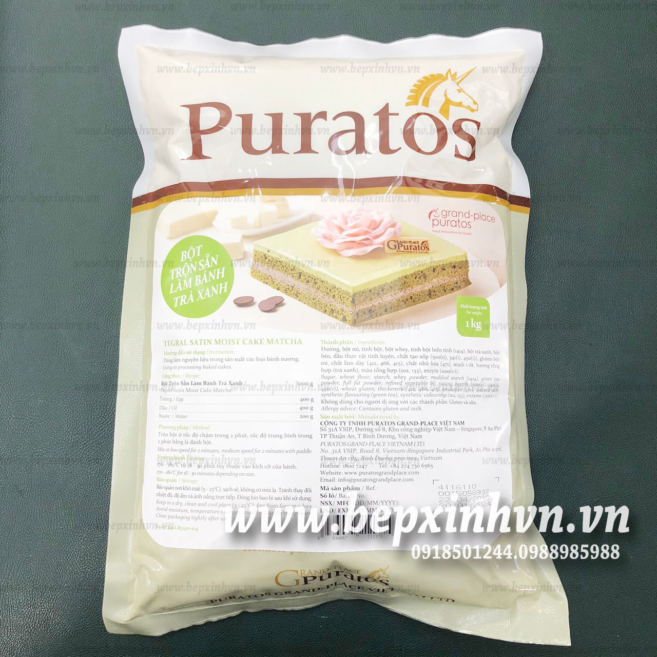 Bột trộn sẵn bánh Moist Matcha Puratos