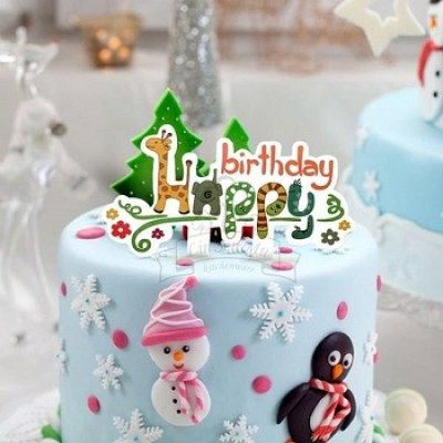 Ghim trang trí bánh kem Happy Birthday động vật hoang dã