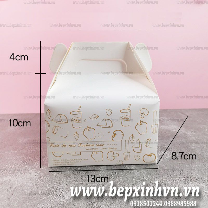 Hộp bánh cuộn 13x8.7cm hoa văn trắng