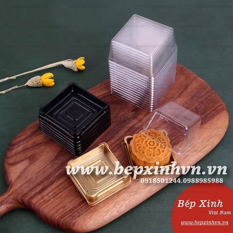 Hộp bánh trung thu nhựa đế đen 100g (set 50hộp)