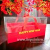 Hộp giấy Tết nắp nhựa trong quai xách Happy New Year