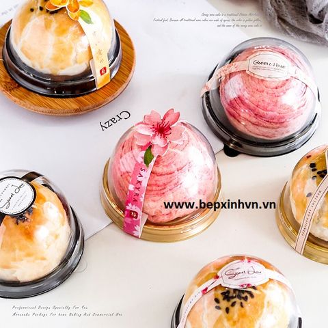 Hộp nhựa đựng bánh tròn đế đen 80g ( set 50hộp)