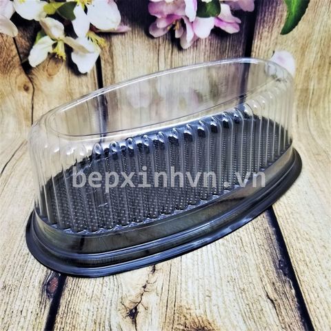 Hộp nhựa oval đế đen F70