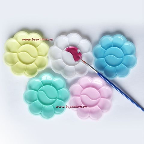 Khay pha màu vẽ nhựa hình hoa mini