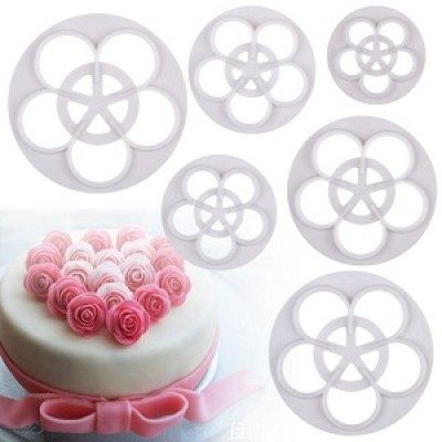 Khuôn nhấn fondant 6 hoa hồng lớn