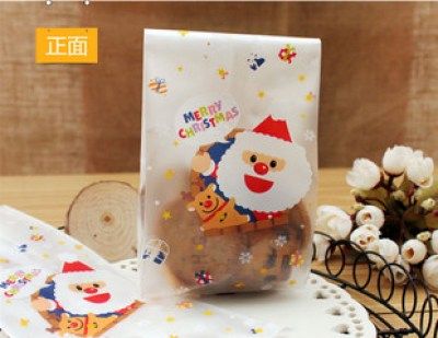 Túi bánh kẹo nhựa mờ Giáng Sinh 25x10x7cm (10/100túi)