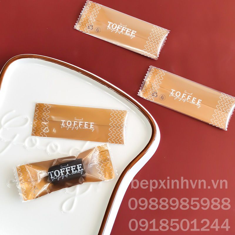 Túi đựng kẹo nougat Toffee nâu 3.5x9cm (100 túi)