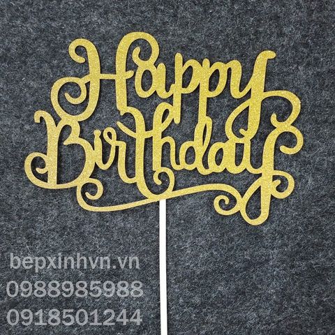 Ghim trang trí bánh kem giấy chữ Happy Birthday số 3