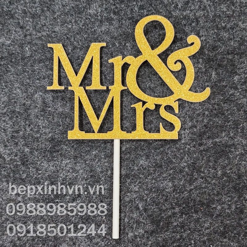 Ghim trang trí bánh kem chữ Mr & Mrs số 1