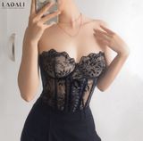 Áo Bra Corset Ren Thêu Đan Dây Gọng Đẩy Tạo Khe Quyến Rũ Hàng Thiết Kế Ladali - CS02