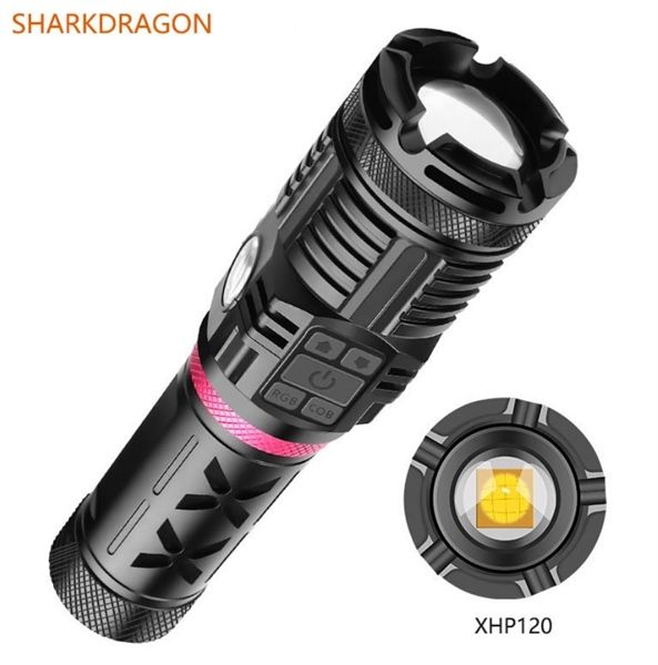 Đèn pin dã ngoại SharkDragon P120 2500lumen + COB RBG