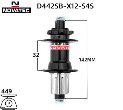  Bộ đùm xe đạp Novatec D041SB-D442SB 15x100 / 12x142 cối HG 32c 