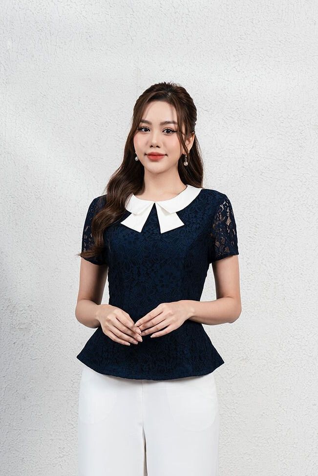 Áo Peplum Phối Cổ Nơ. - L61B23H007