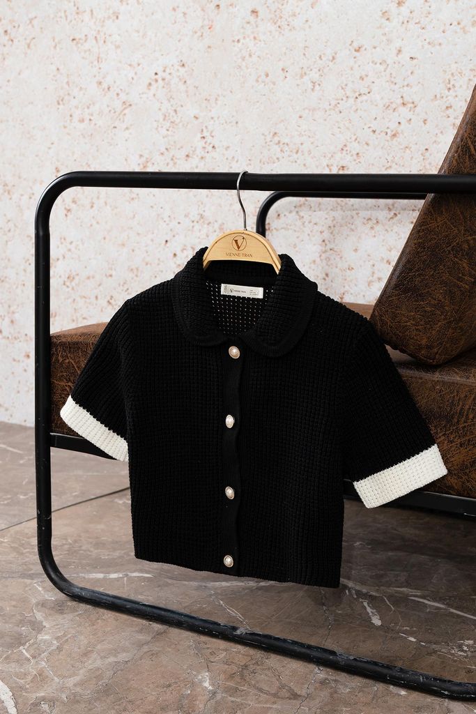 Áo Cardigan Ngắn Tay Phối Cổ - V65C22T027