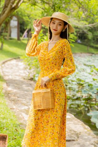  Lillie Dress - hoa vàng 