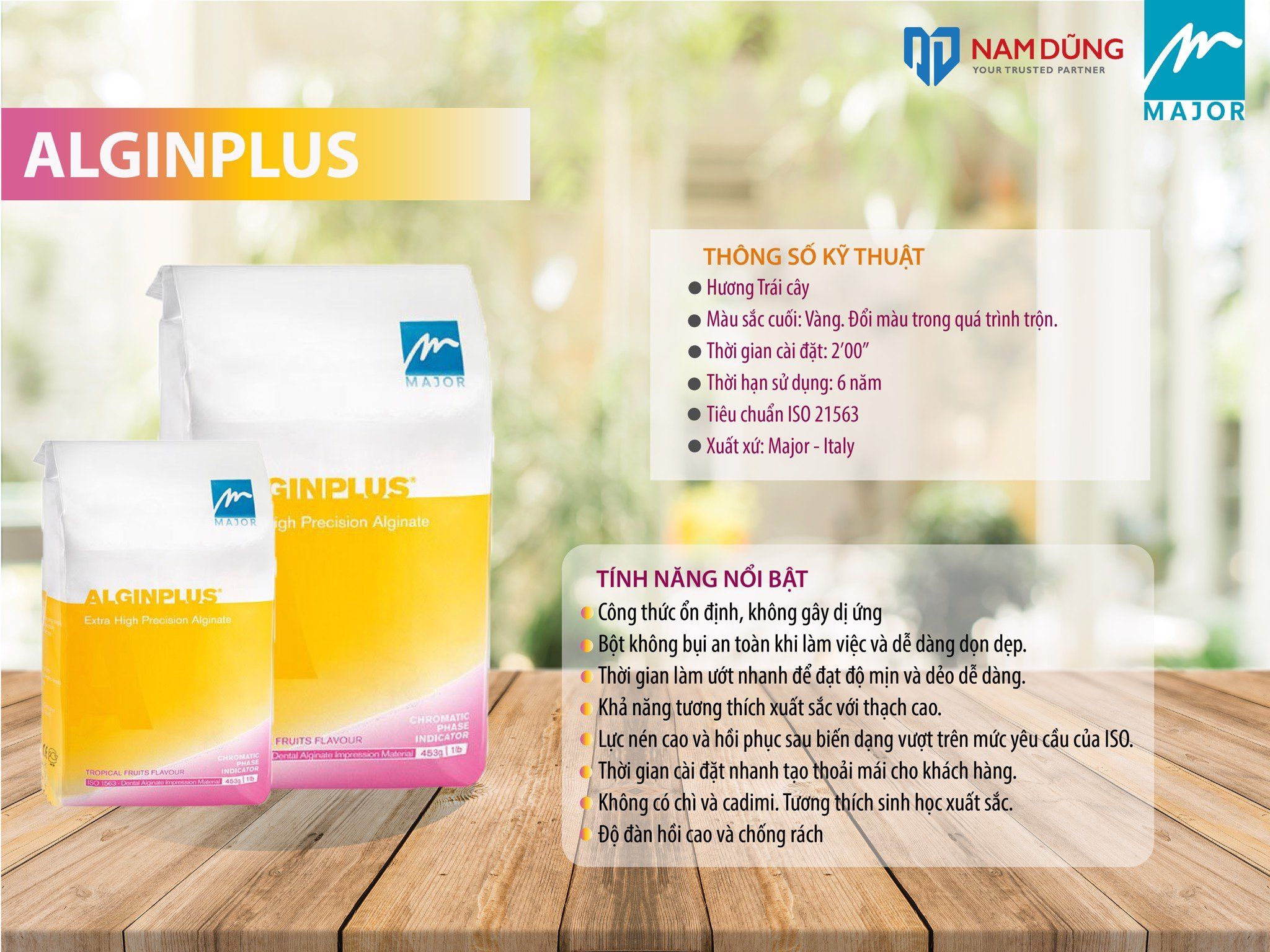 Vật liệu lấy dấu nha khoa Alginate - Alginplus (453g/túi) - Hãng Major (Ý)