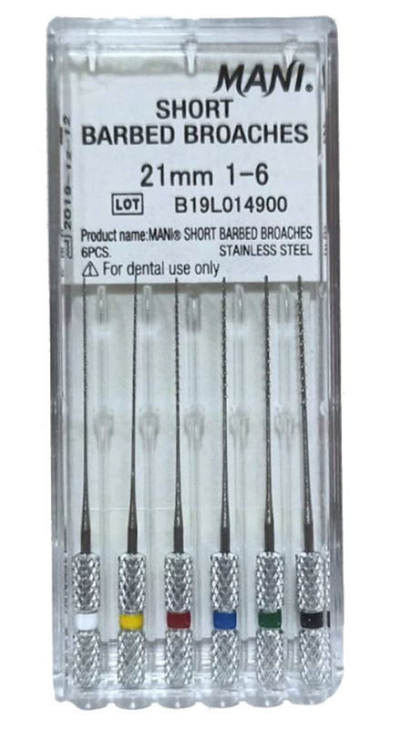 Trâm gai SHORT BARBED BROACHES- Mani Nhật Bản (Hộp 6 cây)