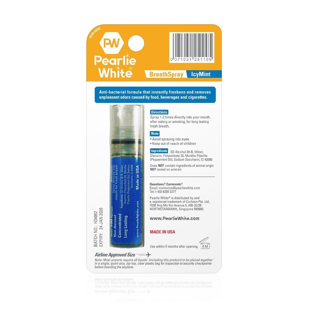 Xịt Diệt Khuẩn Thơm Miệng Icymint Pearlie White 8.5ml