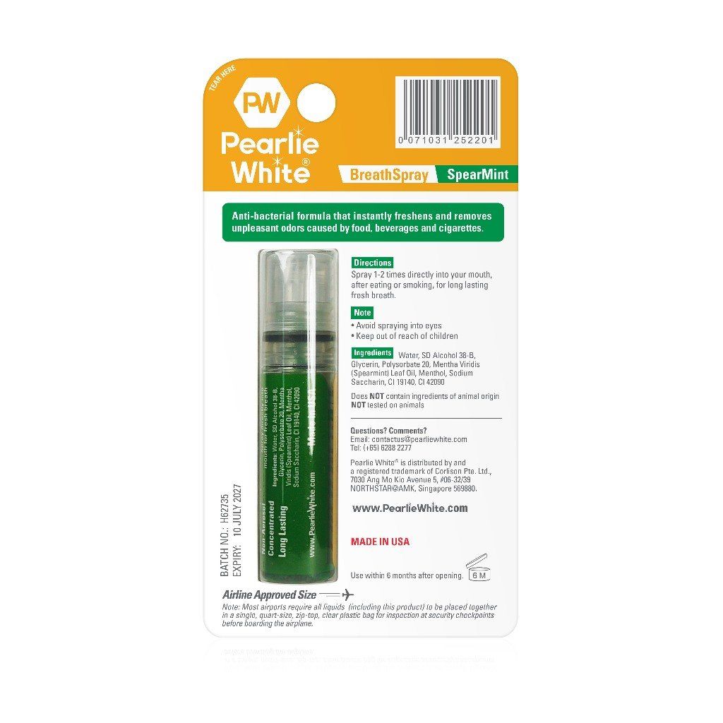 Xịt Diệt Khuẩn Thơm Miệng Spearmint Pearlie White 8.5ml