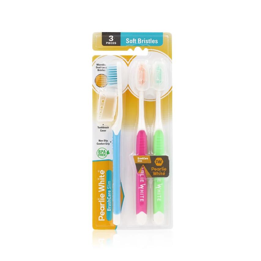 Bộ ba bàn chải đánh răng Pearlie White BrushCare Slim Soft