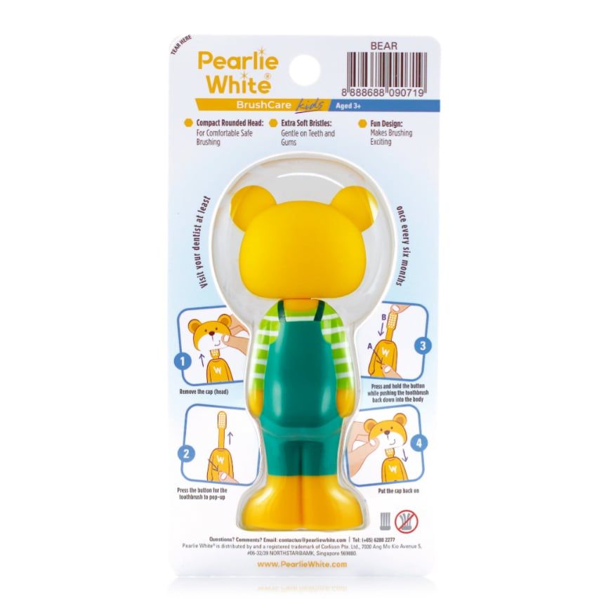 Bàn chải đánh răng lông mềm cho bé hình Gấu Bear BrushCare Kids Pop-Up Extra Soft