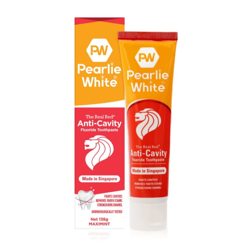 Kem Đánh Răng Ngăn Ngừa Sâu Răng Pearlie White Real Red có chứa Fluoride 138gm